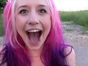 Purplehead emo hooker works outdoor - xxx free video